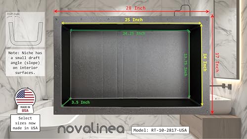 Ready-to-Tile Rectangular Shower Niche – 28" x 17" Single Shelf – Made in USA – Recessed Wall Insert - Image 3