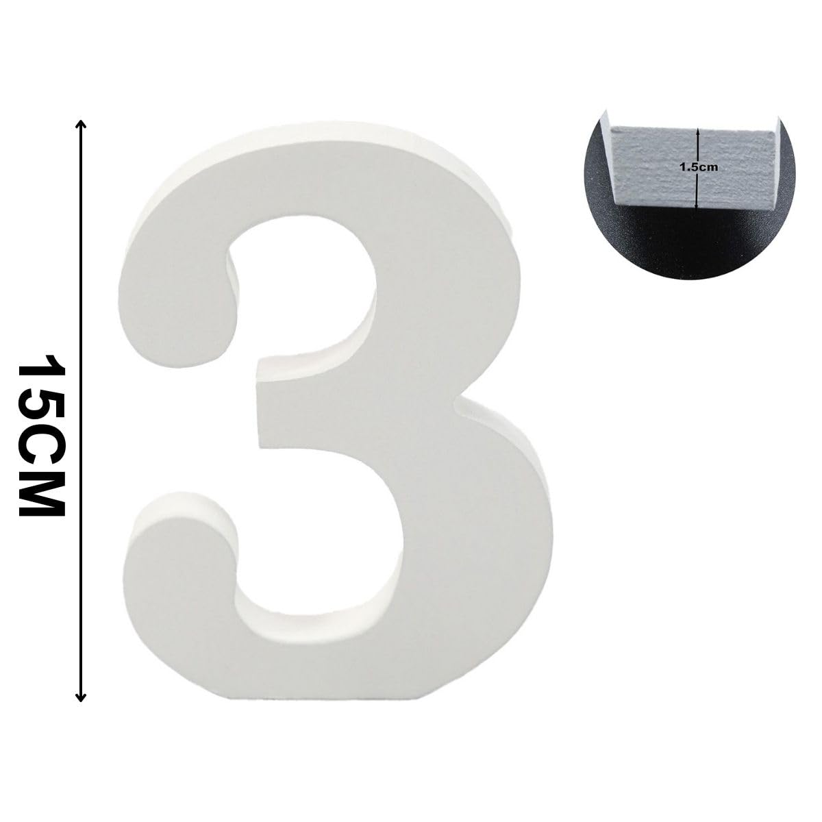 6 Inch White Decorative Wooden Letters and Numbers (3) - Image 2