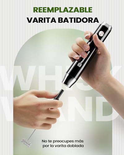 Miniatura 7 de Maestri House Espumador De Leche, Recargable Espumador Leche Electrico Con Agitador De Acero Inoxidable, Impermeable Mini Batidor Electrico Para Café, Matcha, Lattes, Capuchino, Lunafro Con Soporte