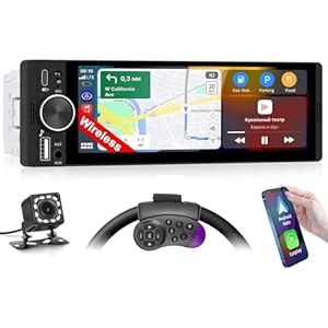 Inefala Autoradio Bluetooth 1 Din mit Wireless Carplay und Android Auto Radio mit 6,28-Zoll-Bildschirm mit Bluetooth, Mirror Link, unterstützt FM/RDS, EQ, USB, Typ C, AUX, USB-Aufladung