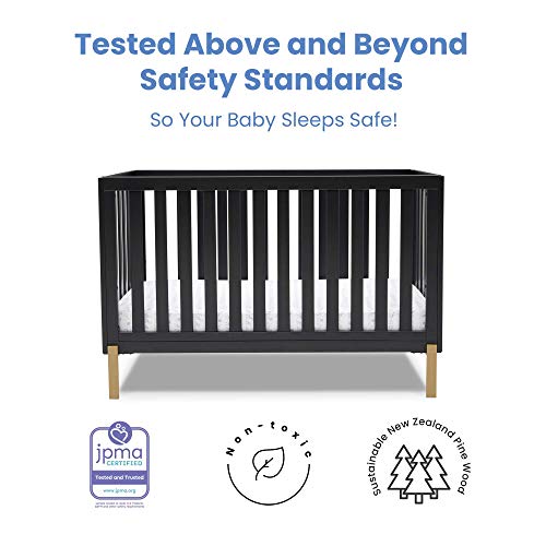 Delta Children Hendrix 4-In-1 Convertible Crib, Greenguard Gold Certified, Midnight Grey/Bronze #TOP4