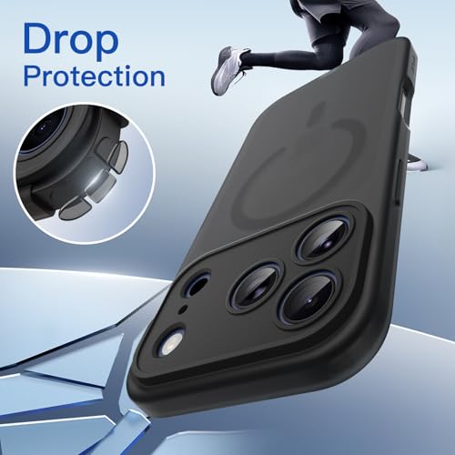 Image of JETech Magnetic Matte Case for iPhone 17 Pro Max, Black | Compatible with MagSafe, Translucent Frosted Soft TPU Cover, Anti-Yellowing, Anti-Fingerprint, Shockproof