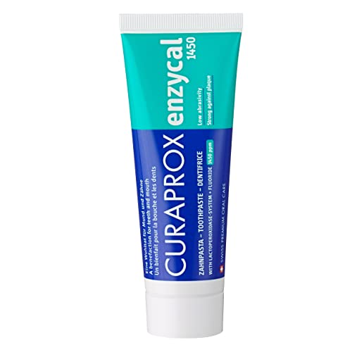 Curaprox Dentifricio Enzycal 1450 | Per Denti Sensibili E Protezione Dalle Carie | Dentifricio Delicato Al Fluoro Per Tutti I Giorni Con Enzimi | Senza SLS | 75 Ml | Prodotto in Svizzera
