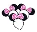RufnTop Mickey and Minnie Mouse Polka Bow Ears Headband(Light Pink Set of 12)