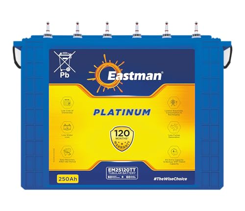 Image of Eastman EM25120TT 250Ah Tall Tubular Inverter Battery | Ultra High Capacity | Rugged Build | 120-Month Warranty | Supports 700VA-2000VA Inverters