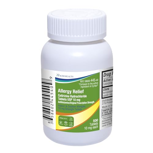 Aurohealth All Day Allergy Cetirizine Hydrochloride Tablets 10 mg Antihistamine 500 Count