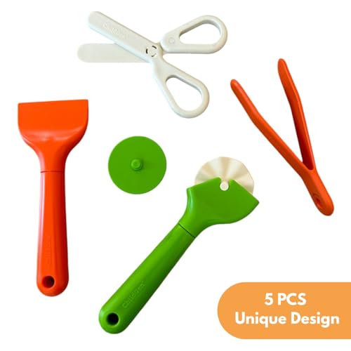 Childgen Play Dough Tools Set for Kids – 6 Piece Modeling Clay Tools Kit with Cutter Roller, Scissors, Spatula & Tongs – Creative Sensory Play Dough Accessories for Toddlers & Preschoolers