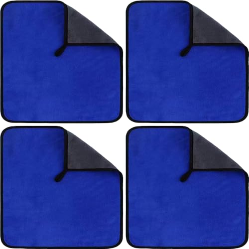 Paquete De 4 Paños De Limpieza De Microfibra Azul, Trapos De Limpieza, Toallas De Limpieza, Toalla Reutilizable Para Coche, Toalla De Cocina