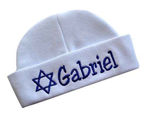Embroidered Baby Boy Hat Personalized Keepsake Custom Infant Hat for Jewish Baby Boys with Star of David and Custom Name