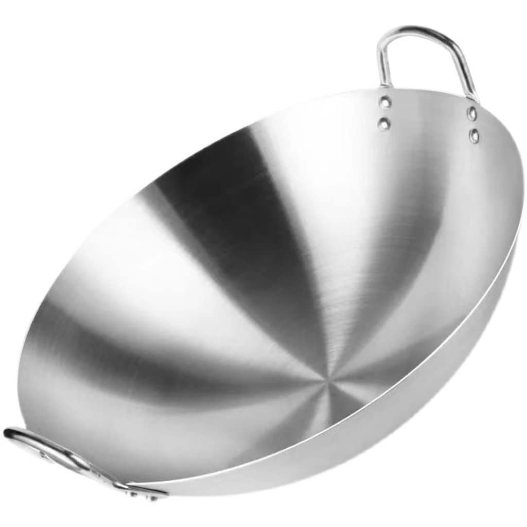 Wok Wok nieprzywierająca patelnia ze stali nierdzewnej patelnia gazowa patelnia do ryżu duży garnek żeliwny, D 34 cm