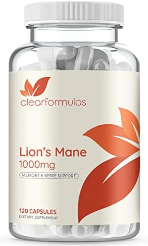 ClearFormulas Lions Mane Mushroom Capsules, Non GMO and Gluten Free 120 Capsules