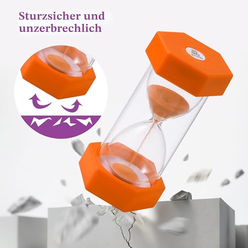 6 Stück Sanduhren, bunte Sanduhren, Farbtimer 1, 3, 5, 10, 15, 30 Minuten, geeignet für Küche, Zuhause, Kinderleben, Spiel-Timer 5