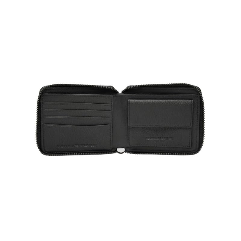 Image of Tommy Hilfiger Men's Zip Around Wallet Atrato - Black | Embossed Branding | Ideal Gift for Men