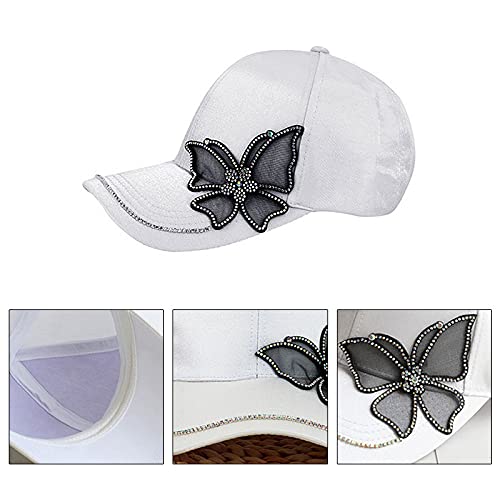 Labanca Women Girls Butterfly Rhinestones Baseball Caps Hats Fashion Bling Rhinestone Studded Sun Hat Adjustable Hip Hop Hat (White) #TOP1