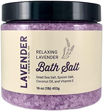 Relaxing Lavender Bath Salt | Epsom Salts and Dead Sea Minerals for Soaking & Muscle Relief | Foot Soak | Bath Salts for Women | Soothing Lavender Scent | Bath Products | Soak in Luxury 1 lbs