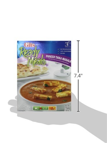 Image of Gits Ready to Eat Paneer Tikka Masala, Pure Veg, Heat and Eat Spicy Curry, Microwaveable, 285g (Pack of 3)