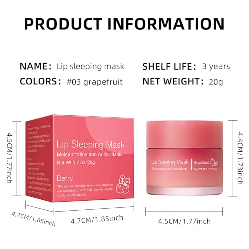 Image of FeiCuiYun Lip Sleeping Mask, Moisturization and Antioxidants, Nourish, Hydrate, Flaky, Dry Lips (03#Grapefruit, 1Pcs)
