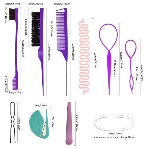 Clear Elastic Hair Bands With Hair Styling Tools Set,2000Pcs Mini Hair Rubber Bands, 3Pcs Slick Brushes, 3Pcs Tail Hair Tools, 2Pcs Elastic Hair Band Removers, 2Pcs Duckbill Clips, 20Pcs U Shaped Hair Pins #TOP1