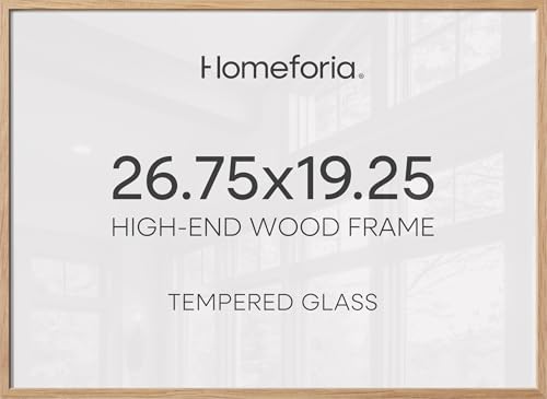Image of Homeforia 19.25x26.75 Puzzle Frame Wooden, High End Natural Oak 19.25 x 26.75 Picture Frames Light Wood without Mat, 26.75x19.25 Frame for Wall, 19.25by26.75 Frames, Tempered Glass, Wall Kit, Set of 3