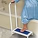 Easy Comforts Support Step Stool with Handle for Adults and Seniors, Durable Steel Construction, Stable Support for Bath Tub, Kitchen Shelving, Hospital Bed, 21 ¼” x 34 ¼”, Blue/White