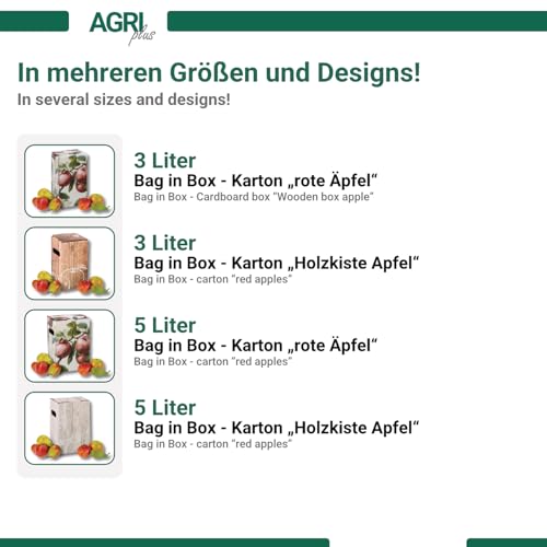 Caja de cartón con bolsa de 3 litros AGRI plus con diseño de manzana para zumo, 50 unidades 7
