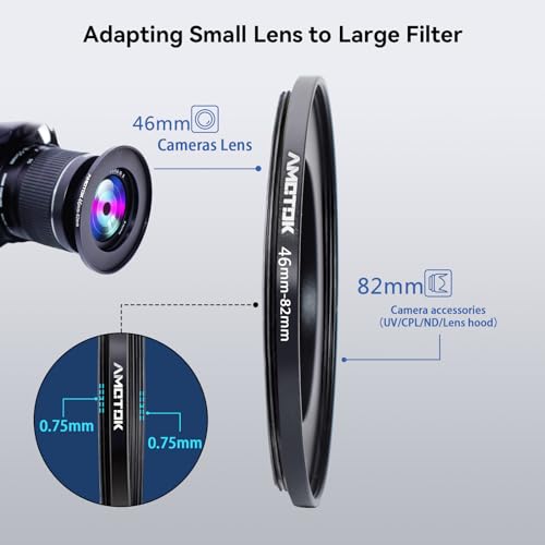 46mm Lens to 82mm Camera Lens Adapter,46mm to 82mm Filter Step-Up Adapter Ring,Compatible All 82mm Filter Accessory - Image 4
