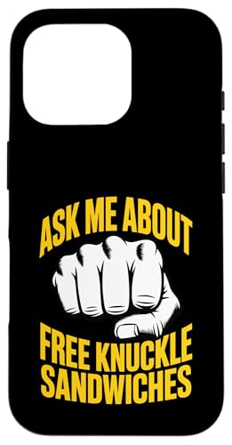 Ask Me About Free Knuckle Sandwiches ����ȏ�k �X�}�z�P�[�X iPhone 16 Pro �p