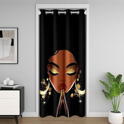 Erosebridal Black Girls Door Curtain for Doorway Privacy Gold Magic