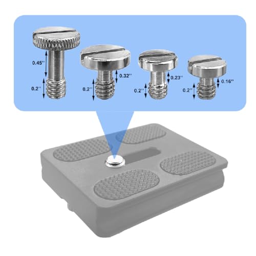 AONTOKY 16PCS Camera Screw Set 4 Sizes Stainless Steel 1/4\"-20 Slotted Camera Screw Kit Quick Release Plate Mount Screw Tripod Monopod Screw