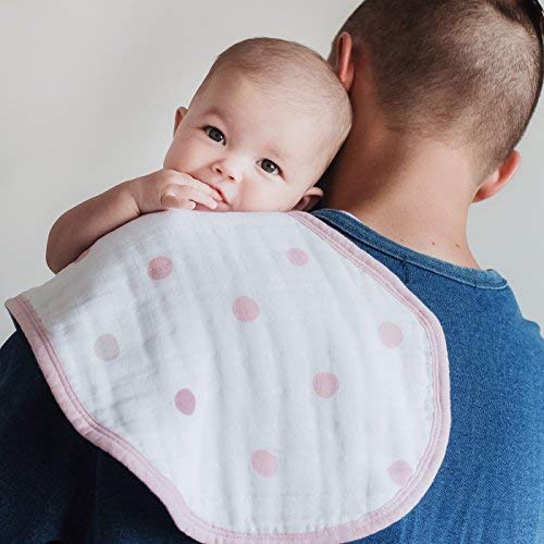 aden + anais Burpy Bib, 100% Cotton Muslin, Soft Absorbent 4 Layers, Multi-Use Burp Cloth and Bib, 22.5" X 11", 2 Pack, Heartbreaker
