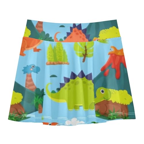 Joisal Athletic Shorts Girls Skorts Cute Dinosaurs Landscape Toddler Tennis Skirts Summer Girl Skort 3t2