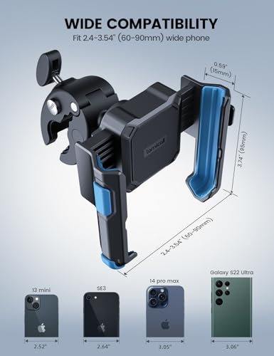 Image of Lamicall Motorcycle Bike Phone Mount, 1s Lock Bike Phone Holder | Camera Friendly Bicycle Phone Clip, Scooter Phone Holder Gifts for iPhone Pro Max, Galaxy S25 Ultra, 4.7-7 inch Phones, Blue