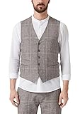  s.Oliver BLACK LABEL Herren Slim: Glencheck-Weste mit Leinen beige Glencheck 52