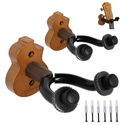 Ukulele Wall Mount Hanger stand 2pack wooden fits Mandolin Ukele, Banjo Hanger,Ukulele Keeper in home and Studio,Music shops, Museums, and trade show Cover