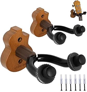 Ukulele Wall Mount Hanger Stand 2pack Wooden fits Mandolin Ukele, Banjo Hanger,Ukulele Keeper in Home and Studio,Music Shops, Museums, and Trade Show