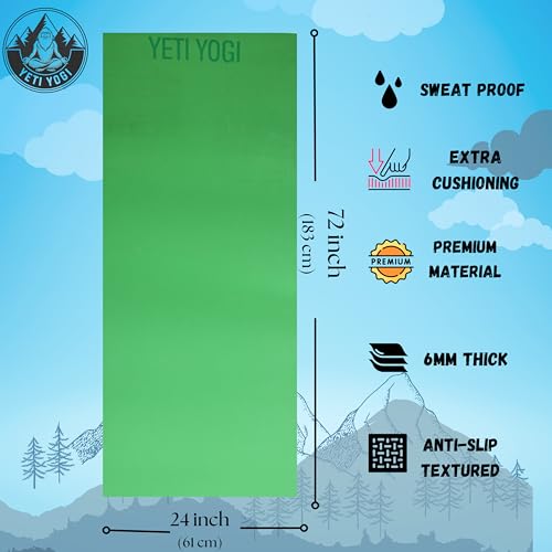 Image of Eva Yoga Mat for Exercise, Anti-Slip Workout Mat for Unisex, Durable & Comfortable Yoga Mats for Home, Gym, and Pilates (Green, 6mm)
