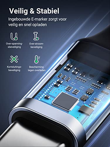 UGREEN USB C naar USB C Kabel PD 100W 20V/ 5A 90 Graden USB Type C Data Kabel voor Galaxy S21 S20 MacBook Air 2020/2019 iPad Pro 2020/2019 Redmi Note 9 Pro Note 9 Huawei P40 Pro P30 Honor 20 enz.(2M) - Image 7