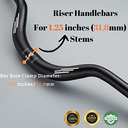 Rmiott RS60-BLK-720 Mountain Bike Handlebars Wide Riser 60Mm Aluminum Alloy 31.8Mm Length 720Mm Black thumb #3