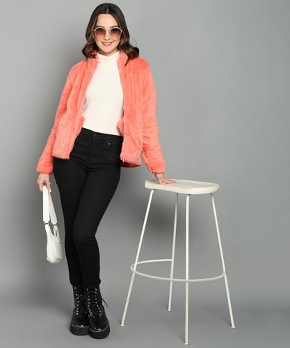 Image of Alan Jones Clothing Women's Fluffy Yarn Fleece Full-Zip Jacket | Soft Lightweight Warm Outerwear with Stand Collar & Piping at Hem & Cuffs