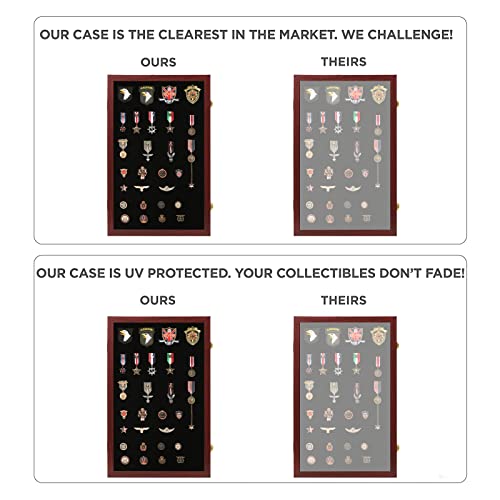 Image of VERANI Pin Display Case Badge Display Frame Oversized Mahogany