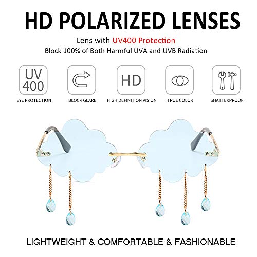 BOJOD Rimless Cute Sunglasses For Women Trendy Vintage Creative 90s Sunglasses Funny Cloud Shaped Disco Glasses3
