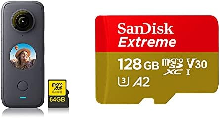 Insta360 ONE X2 360 Degree Action Camera PRO Kit includes 64GB Micro SDHC Card + Case + Invisible Selfie Stick + Lens Cap