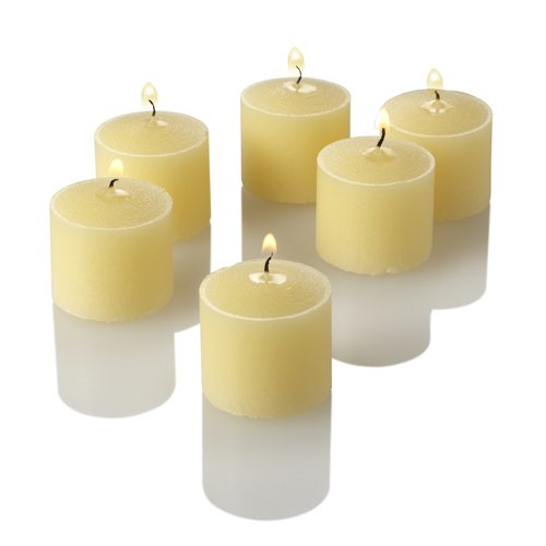 Richland Set of 12 Ivory Vanilla Votive Candles and 12 Square Votive Holders