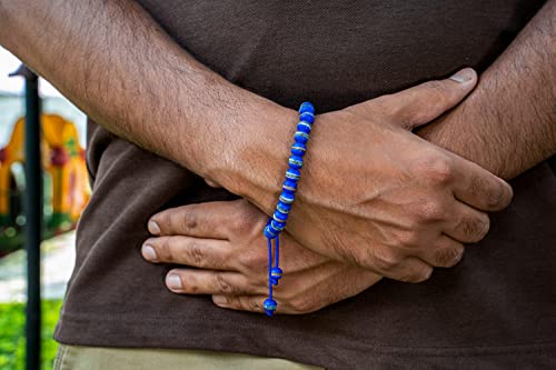 Hands Of Tibet Tibetan Prayer Mala Embedded Medicine Bracelet Yoga Healing Beads Adjustable Wrist Mala Tibetan Prayer Beads For Meditation Many Color Choices (Royal Blue)3