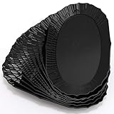 Acellegic 12 Pcs Black Plastic Serving Tray Bulk, 14.5' x 8.6' Rectangle Black Party Platters Reusable Decorative Dessert Table Serving Trays Snack Food Tray for Cupcake Cookie Wedding Birthday Party