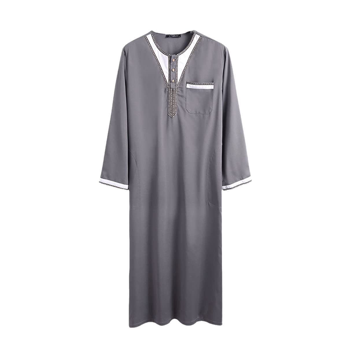 Caftan musulmane robe de Dubaï ample à col rond et patchwork arabe XL - 8
