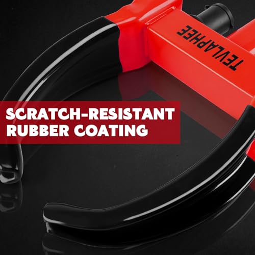 Tevlaphee Wheel Clamp Lock Heavy Duty Anti-Theft, Adjustable Security For Cars, Vans, Motorhomes (Fits 7-11" Tyres), Weatherproof & Vandal-Resistant Design (Black&Red) - 2