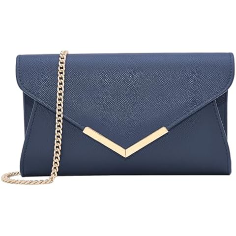 Milisente Solid Clutch Purses For Women Large Wedding Leather Purses For Ladies Evening（Embossed Navy） Cover