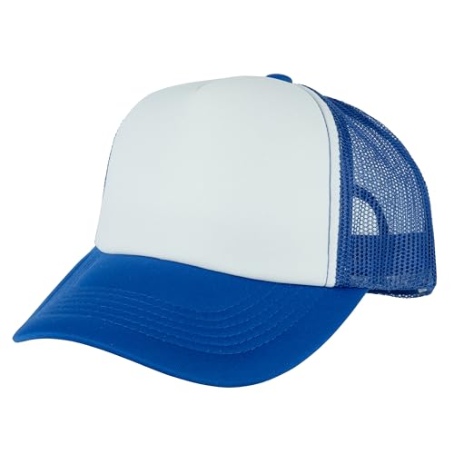 Gelante Sublimation Blank Trucker Hats - Polyester Foam Mesh Snapback Baseball Cap G003-1PC-White/Royal