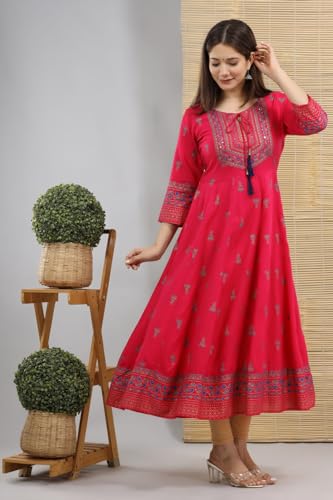 Image of rytras Women's Rayon Relaxed Fit Anarkali Kurta